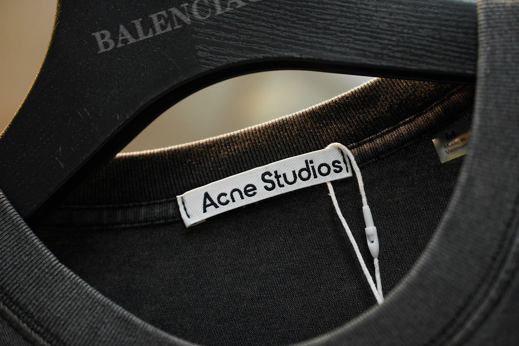 Acne Studios Washed Effect Front Logo Crew‑Neck Short‑Sleeve T‑Shirt
