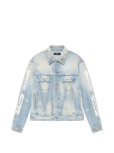 AMIRI distressed-effect embellished jacket