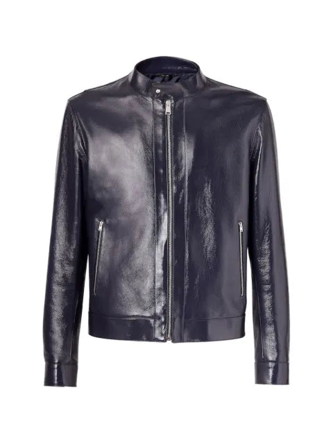 FENDI Shiny blue leather blouson