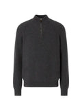 Zegna dark grey mélange Oasi cashmere zip mock sweater