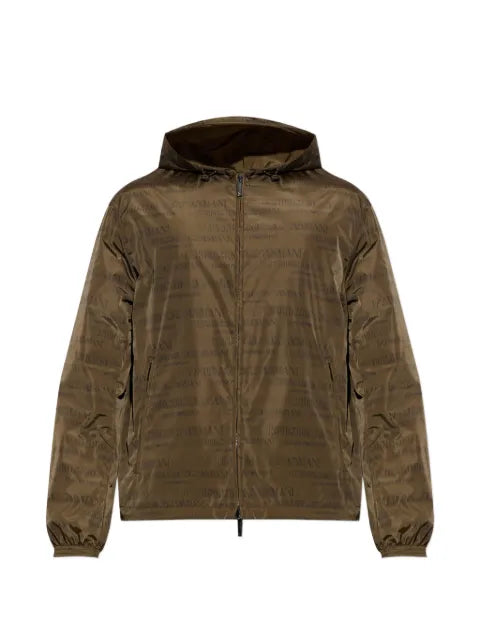 Emporio Armani hooded blouson jacket with a zip and an all-over print