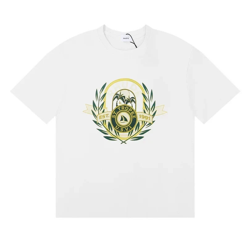 Rhude Laurel Crest Badge Graphic Oversized Tee White