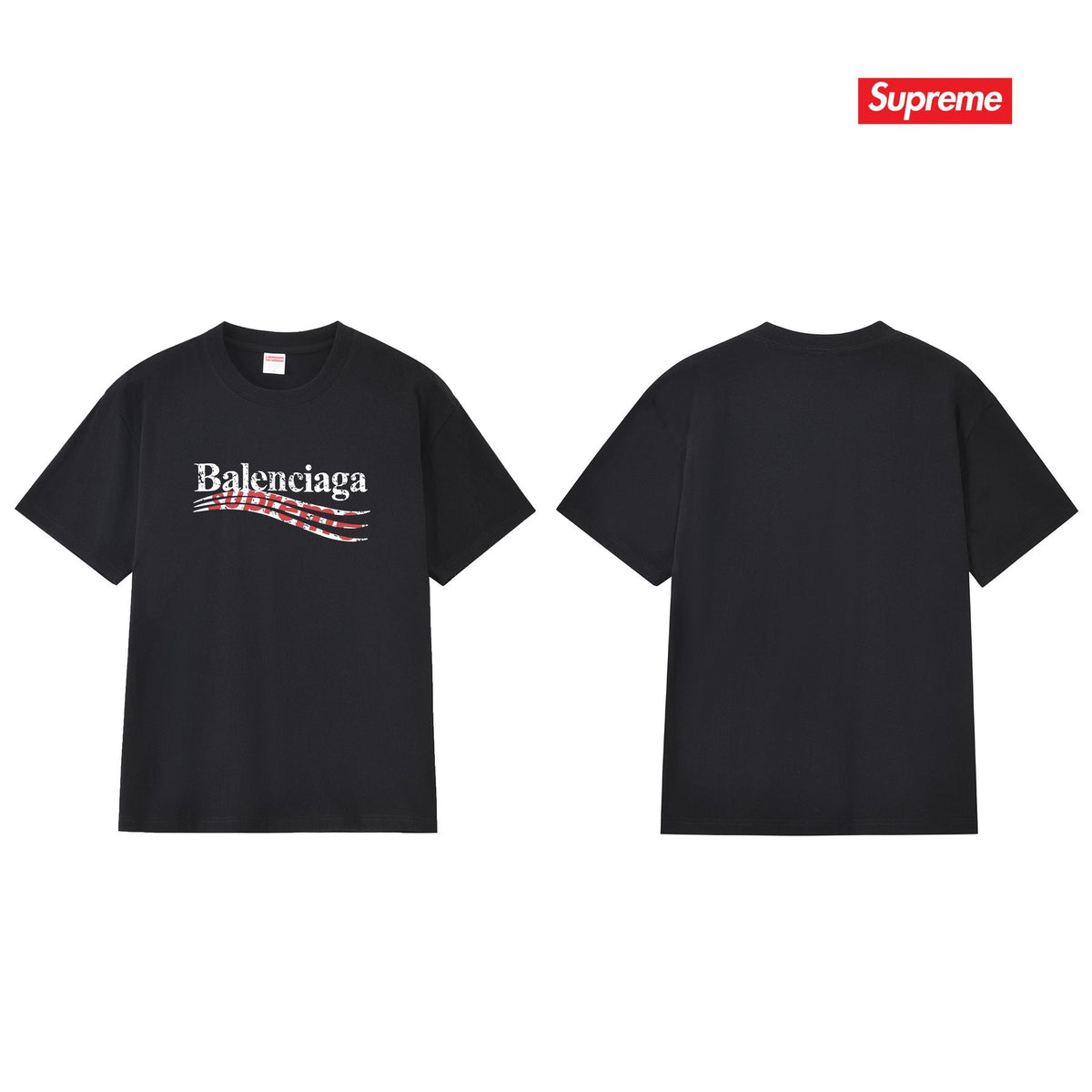 Supreme Balenciaga-Style Wave Graphic T-Shirt