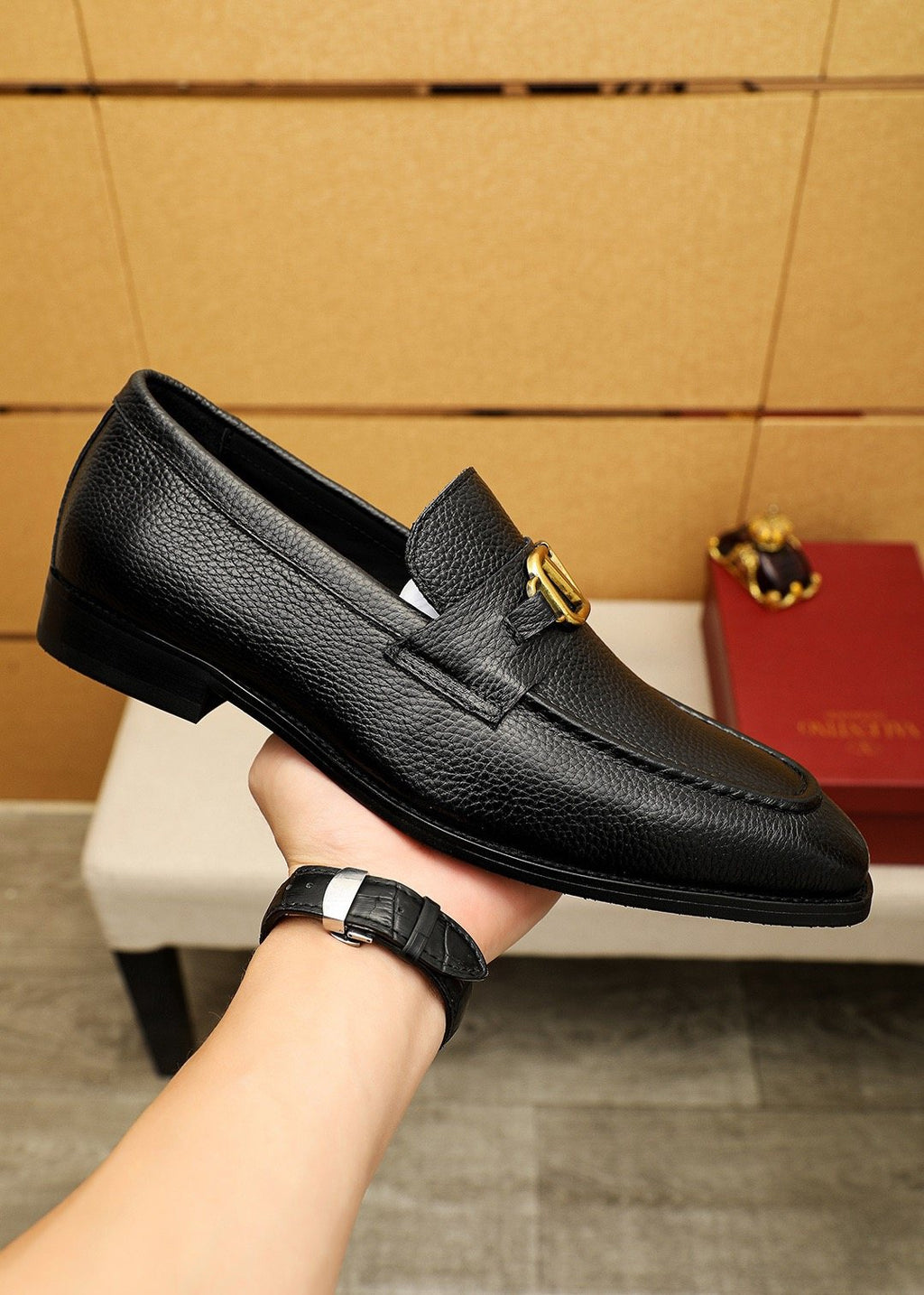 Valentino Black V-Hardware Loafers