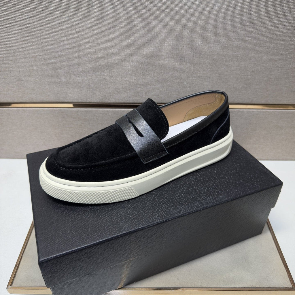 Prada Men's Penny Loafers with White Soles