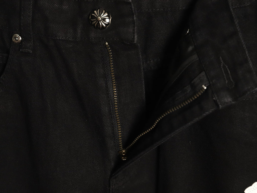 Chrome Hearts Cross-Motif Jeans with Back Lettering - Black/White